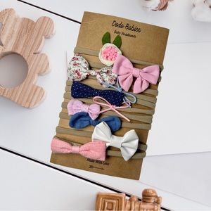 10 Pack Dodo Babies Infant Headbands Soft Nylon Bands Handmade Baby Bows READ